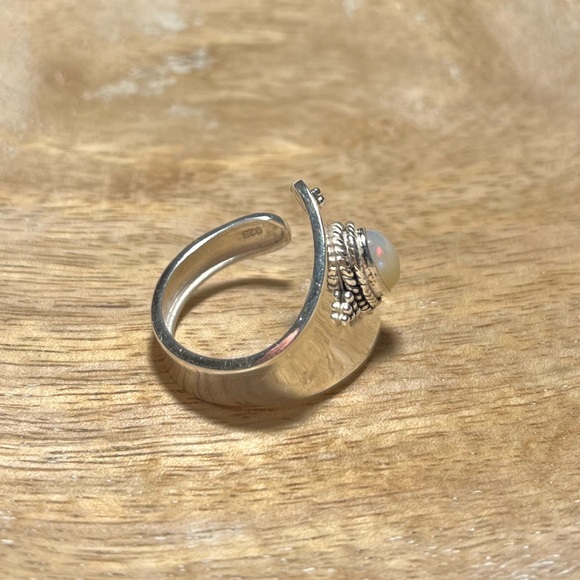 Ethiopian Opal 925 Sterling Silver Adjustable Open Ring - Picture 3 of 13